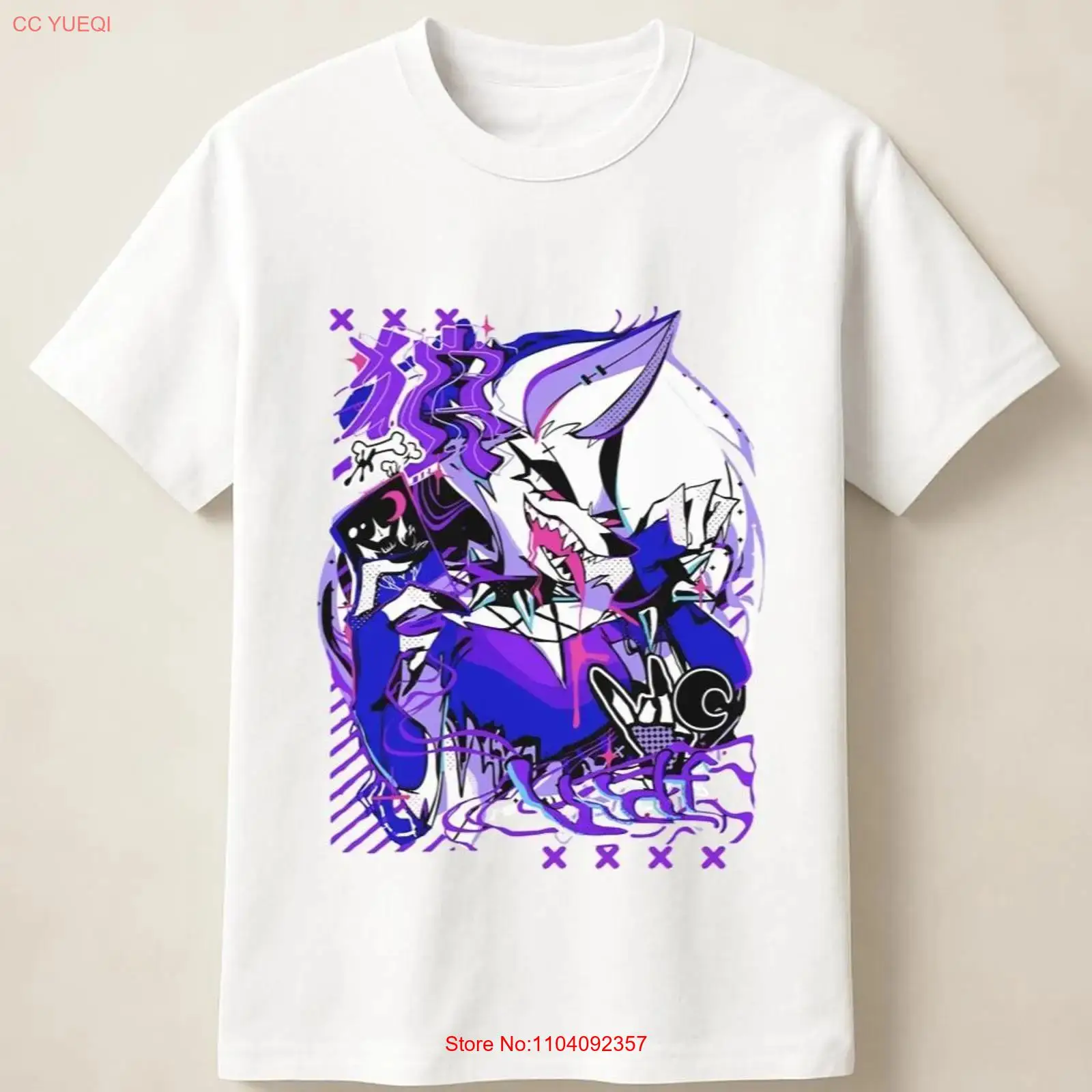 Anime Merchandise Men - Paarse Anime Wolf in Graffiti Poster